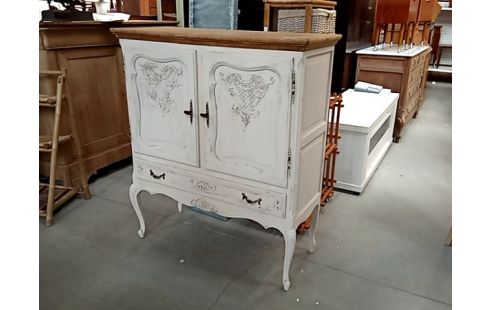 MEUBLE PATINE BLANC STYLE LOUIS XV 2P 1T