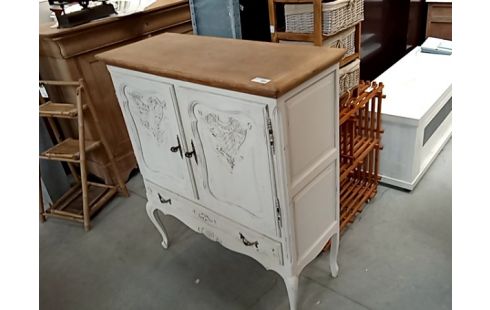 MEUBLE PATINE BLANC STYLE LOUIS XV 2P 1T