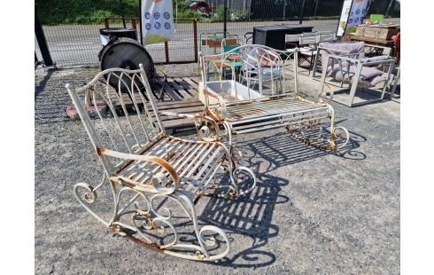 ROCKING CHAIR  2 PLACES PATINE BLANC