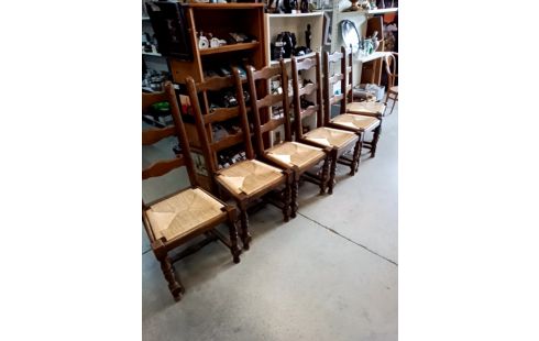 LOT DE 6 CHAISES PAILLÉES