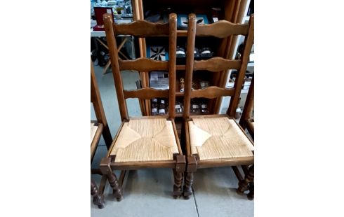 LOT DE 6 CHAISES PAILLÉES