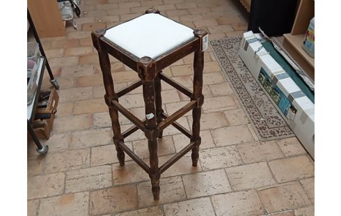 TABOURET DE BAR BOIS ASSISE TISSU BEIGE