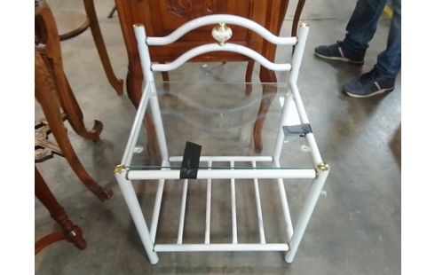CHEVET METAL BLANC VERRE