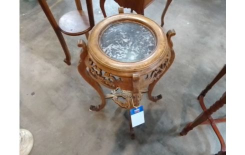 SELLETTE BOIS SCULPTE DESSUS MARBRE