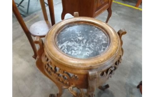 SELLETTE BOIS SCULPTE DESSUS MARBRE