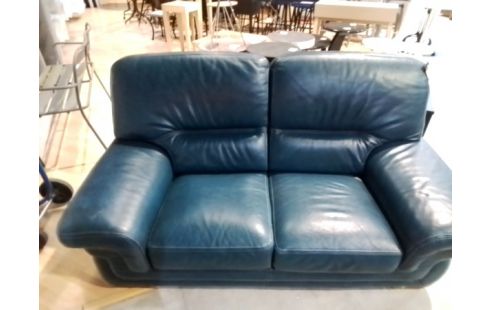 CANAPE 2P CUIR BLEU