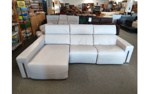 SALON D'ANGLE CUIR GRIS