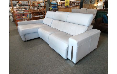 SALON D'ANGLE CUIR GRIS