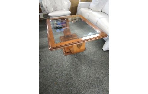 TABLE BASSE MERISIER VERRE