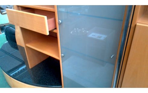 WOHNZIMMERSCHRANK DESIGN GRANIT LADEN 5 TÜREN BELEUCHTET