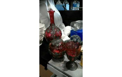 BONBONNIERE ETAIN ET  VERRE A LA CANNEBERGE