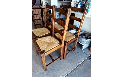 4 CHAISES PAILLÉES