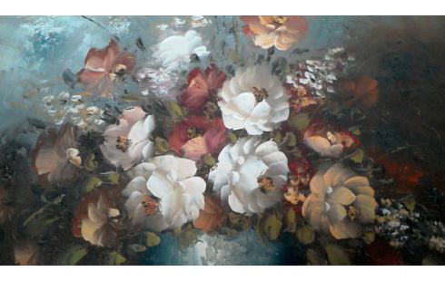 ÖL AUF STOFF, , BLUMENSTRAUSS.