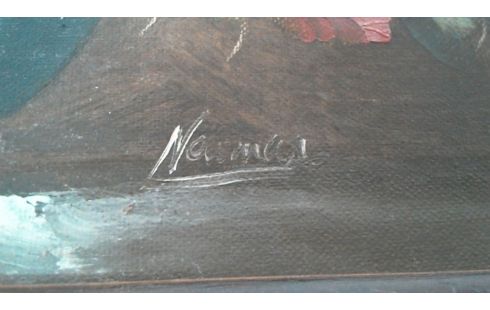 ÖL AUF STOFF, , BLUMENSTRAUSS.