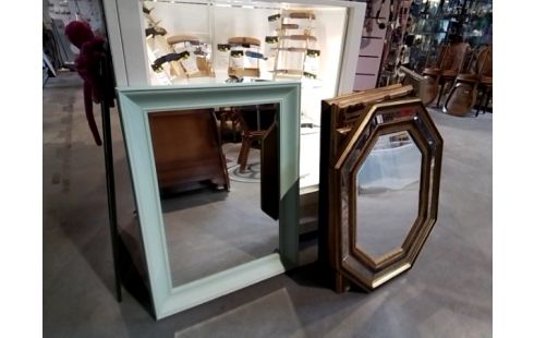 MIROIR BOIS RECTANGLE VERT BISEAUTÉ