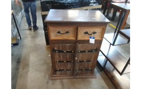 MEUBLE TYPE INDUS BOIS EXOTIQUE 2 PORTES / 2 TIROIRS