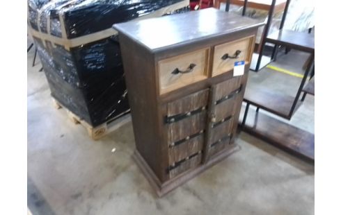 MEUBLE TYPE INDUS BOIS EXOTIQUE 2 PORTES / 2 TIROIRS