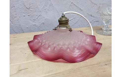 SUSPENSION opaline dentellee fuschia