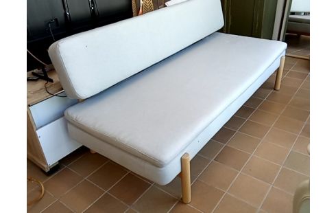 CANAPE IKEA BOIS ET TISSU GRIS