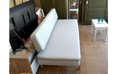 CANAPE IKEA BOIS ET TISSU GRIS