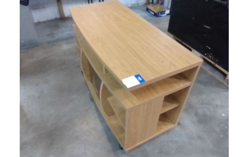 MEUBLE TV A ROULETTES MELAMINE 2 PORTES VITRÉES