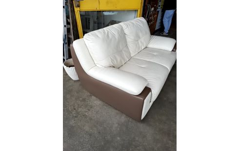 CANAPE CUIR BICOLORE