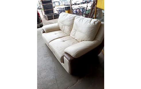 CANAPE CUIR BICOLORE