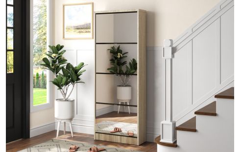 Rangement chaus. 'Mex' Mirroir 4 tiroirs Décor Sonoma.