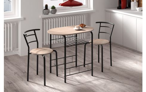 Table + 2 chaises 'Adam' H 74-74 x B-L 80-49 x D-P 53-41 cm