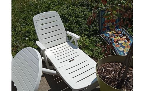 CHAISE LONGUE JARDIN PVC BLANC