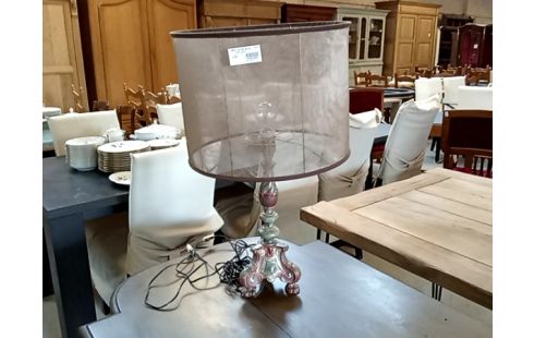 LAMPE cerusee grise abat jour transparent