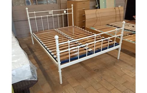 LIT FER FORGÉ BLANC