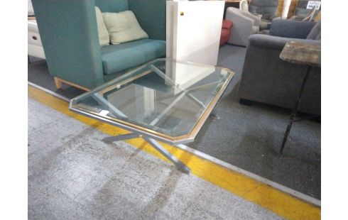 TABLE BASSE CHROME ET VERRE