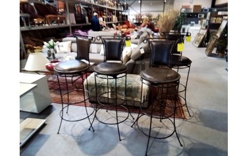 TABOURET DE BAR FER FORGÉ ET CUIR
