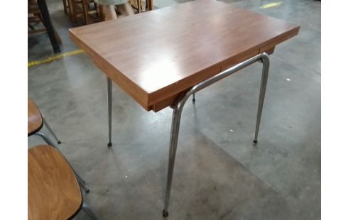 TABLE FORMICA MARRON 2 ALLONGES 1 TIROIR