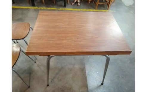 TABLE FORMICA MARRON 2 ALLONGES 1 TIROIR