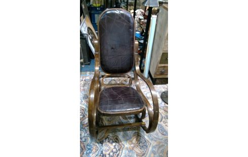 ROCKING CHAIR CUIR BRUN