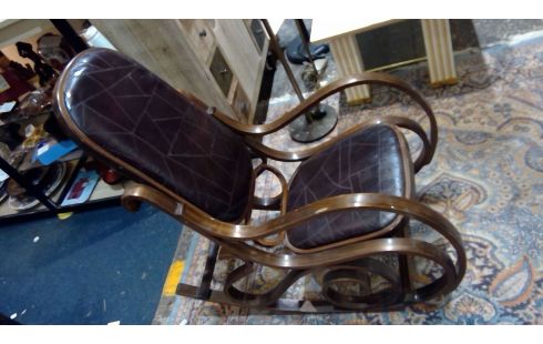 ROCKING CHAIR CUIR BRUN
