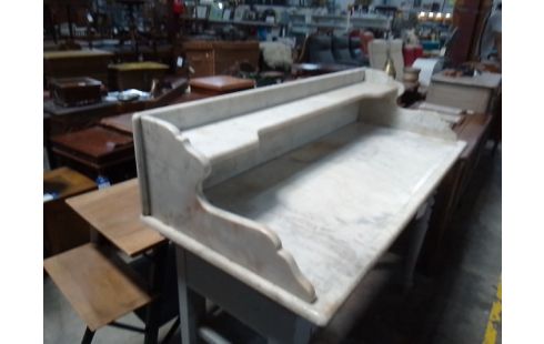 CONSOLE BOIS DESSUS MARBRE 2 TIROIRS