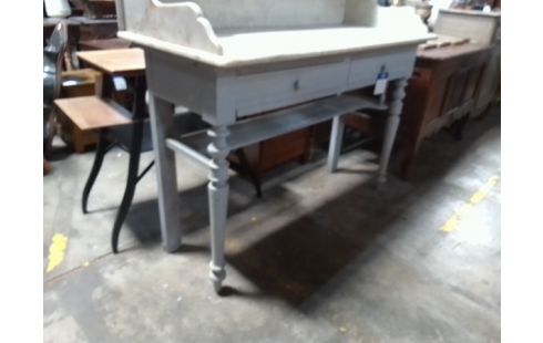 CONSOLE BOIS DESSUS MARBRE 2 TIROIRS