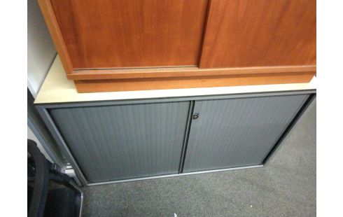 MEUBLE DE BUREAU BAS 2 PORTES GRISES