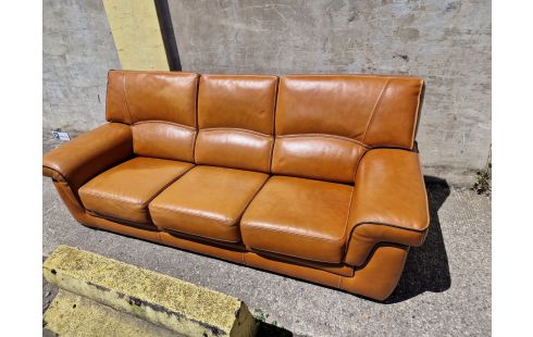 CANAPE cuir cognac 3 places