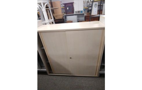 MEUBLE DE BUREAU 2 PORTES COULISSANTES TEINTE HETRE CLAIR