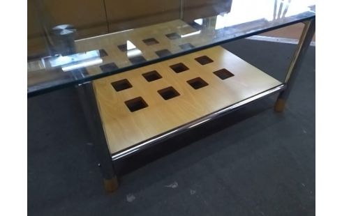 TABLE BASSE VERRE 90X90 QLQS RAYURES