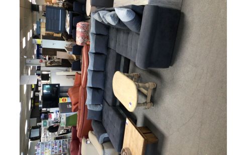 SALON U TISSU GRIS AVEC TIROIR LIT