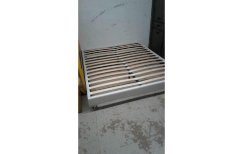 CAMA 160X200 IMITACIÓN CUERO BLANCO COMPLETO