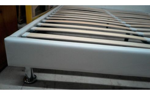 CAMA 160X200 IMITACIÓN CUERO BLANCO COMPLETO