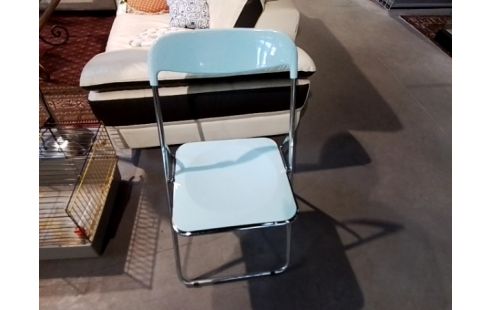 4 CHAISES METAL ET PVC BLEU CLAIR PLIANTES