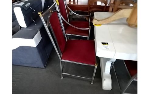 CHAISE VELOUR ROUGE ROCHE ET BOBOIS LOT DE 4