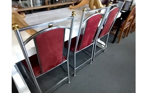 CHAISE VELOUR ROUGE ROCHE ET BOBOIS LOT DE 4